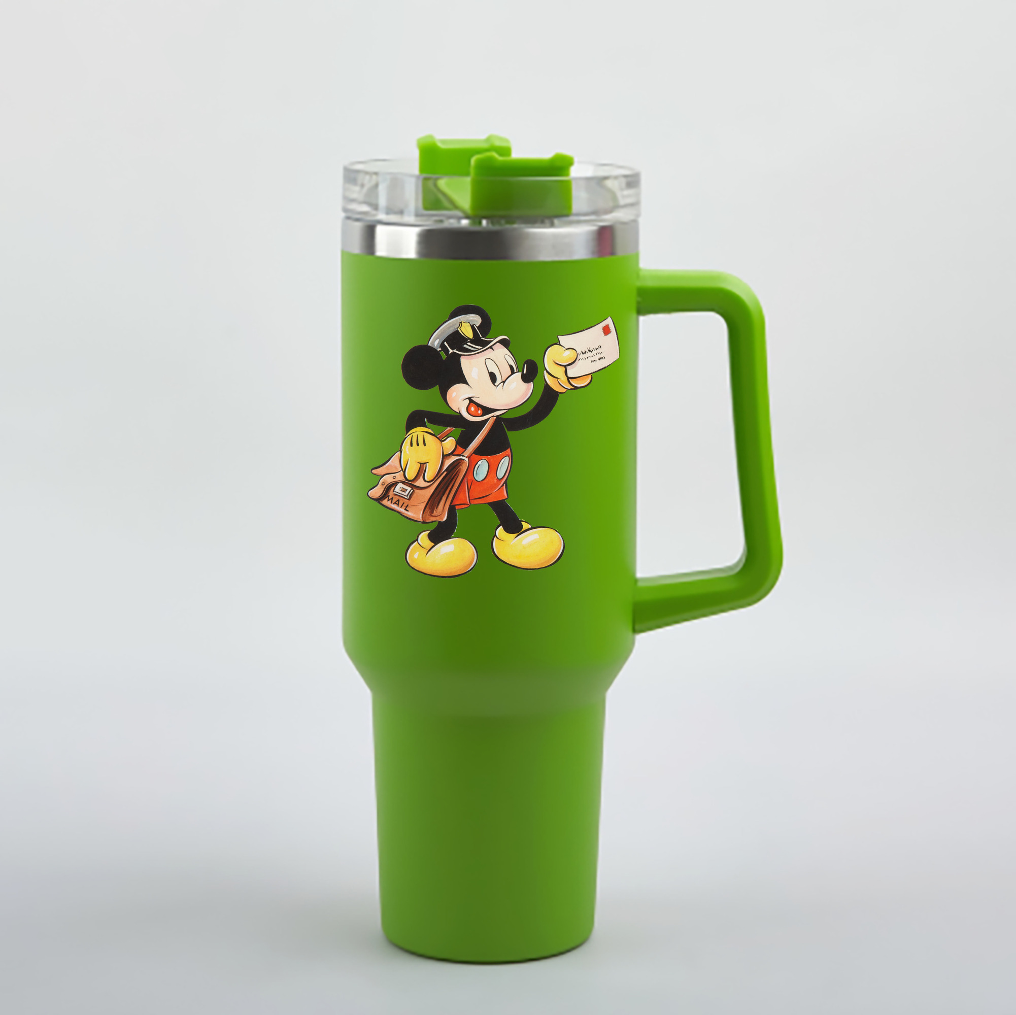（画像用） ミッキーマウス Mickey Mouse 1200mL車用タンブラー - クリスタルステッカー（プラスチックストロー付き）